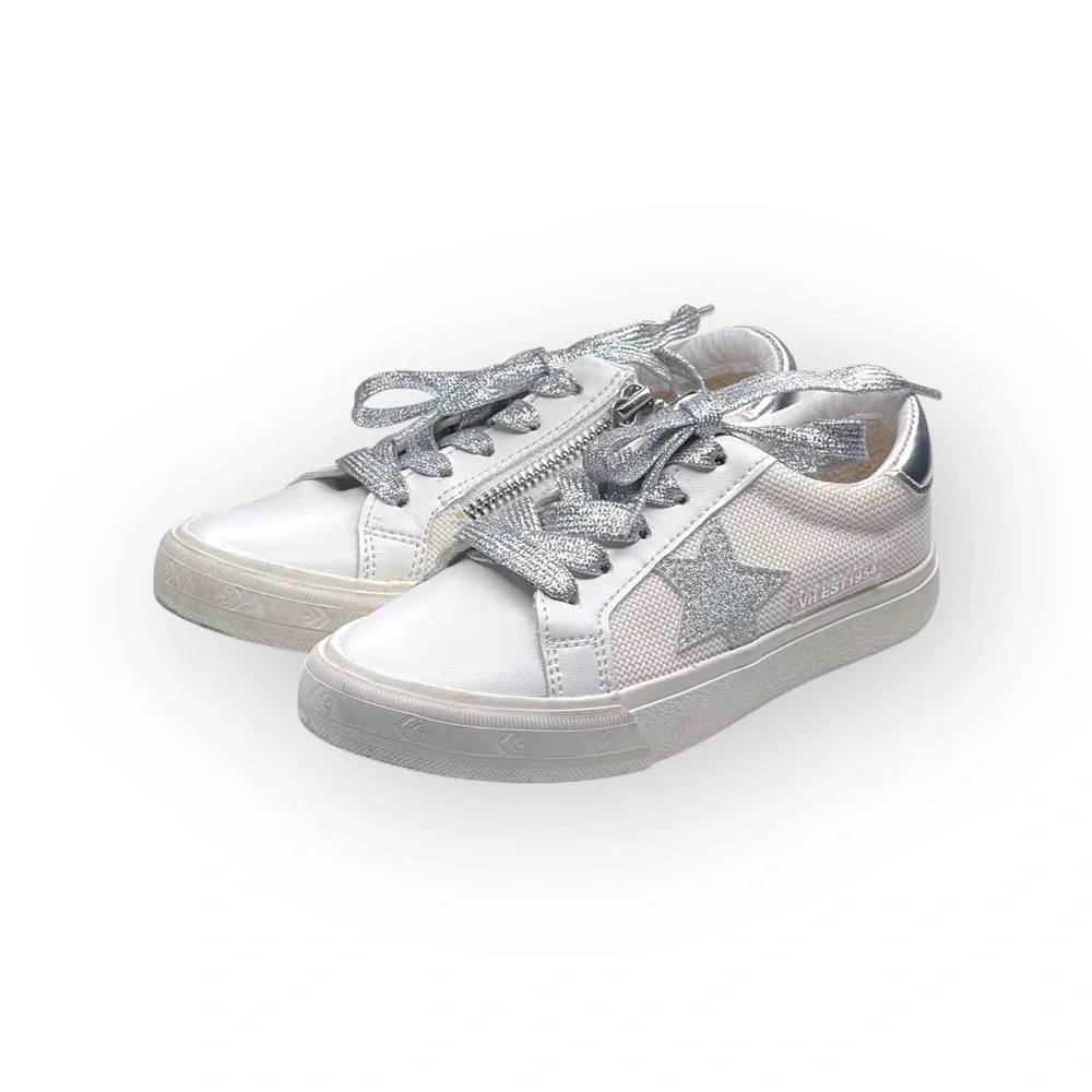 Vintage Havana 𖤐 Gita Star Sneakers 𖤐 Vegan Leather Silver Metallic Glitter 𖤐 12